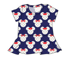 Load image into Gallery viewer, Ahoy Mouse Ears Ladies&#39; Peplum Top
