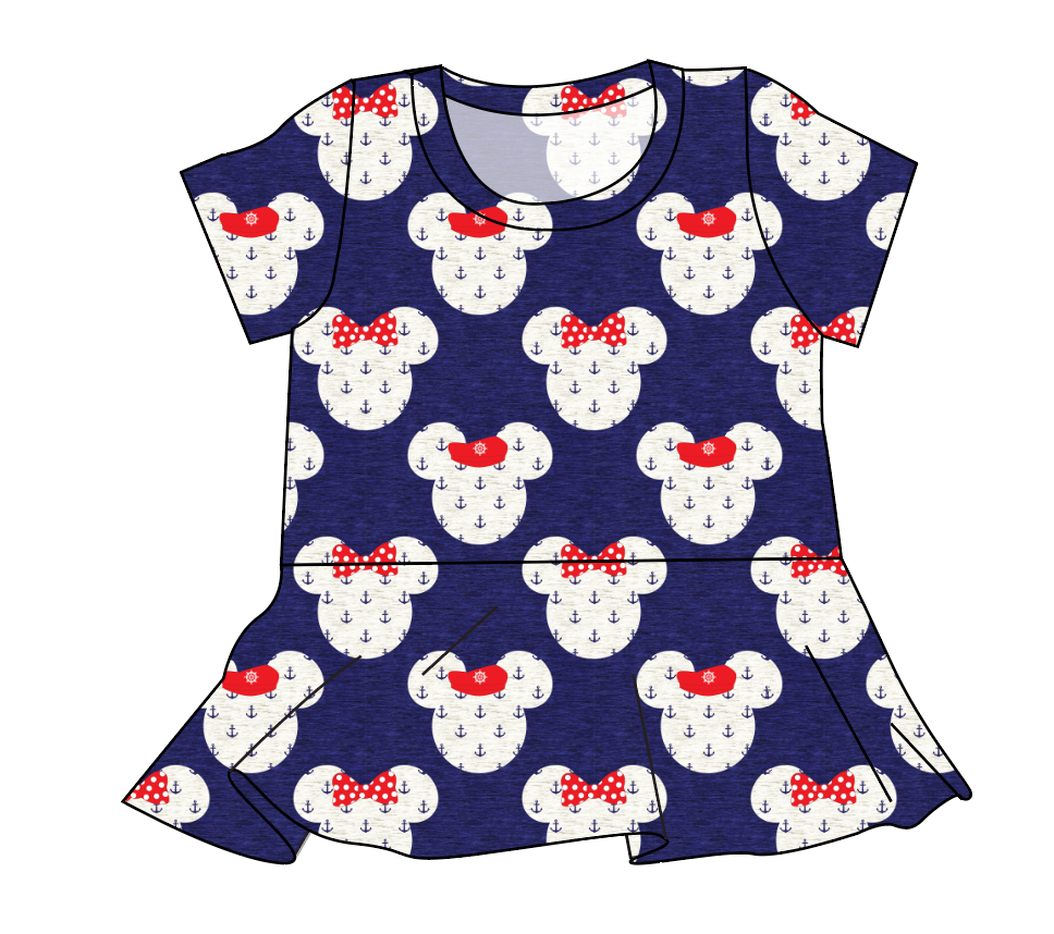 Ahoy Mouse Ears Ladies' Peplum Top