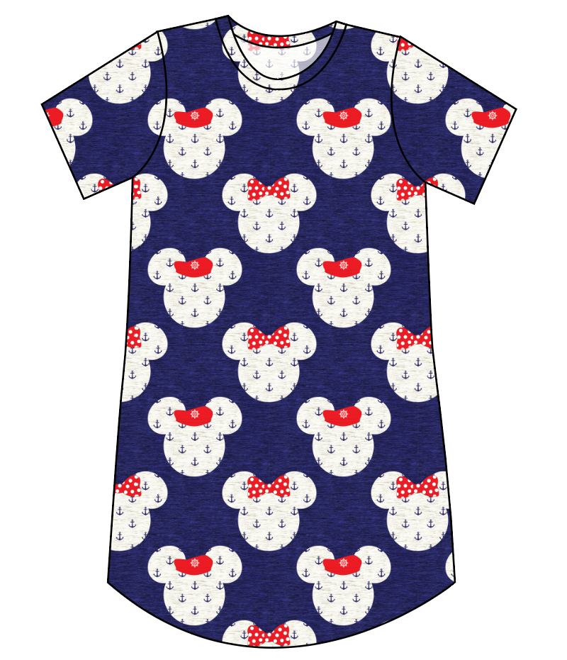 Ahoy Mouse Ears Ladies' T-Shirt Dress