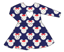 Load image into Gallery viewer, Ahoy Mouse Ears Molly Heart Back Twirly Dress