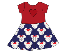 Load image into Gallery viewer, Ahoy Mouse Ears Molly Heart Back Twirly Dress