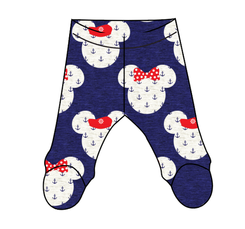 Ahoy Mouse Ears Newborn Footed Pants