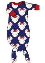 Load image into Gallery viewer, Ahoy Mouse Ears Newborn Knotted Gown