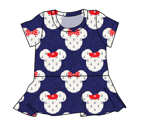 Ahoy Mouse Ears Peplum Top