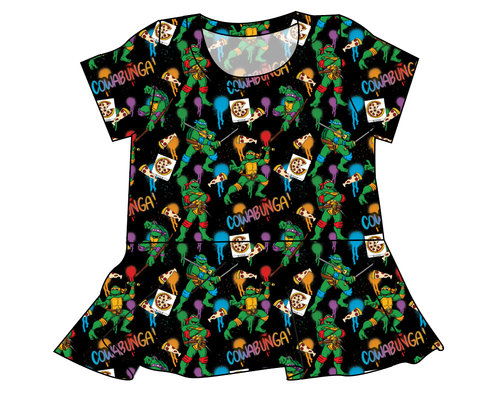 Cowabunga! Ninja Turtles Ladies' Peplum Top