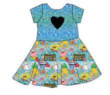 Load image into Gallery viewer, Bikini Bottom Molly Heart Back Twirly Dress