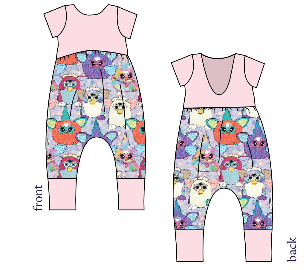 Furry Friends Low Back Romper and Bubble Romper