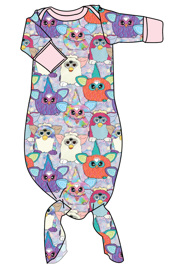 Furry Friends Newborn Knotted Gown