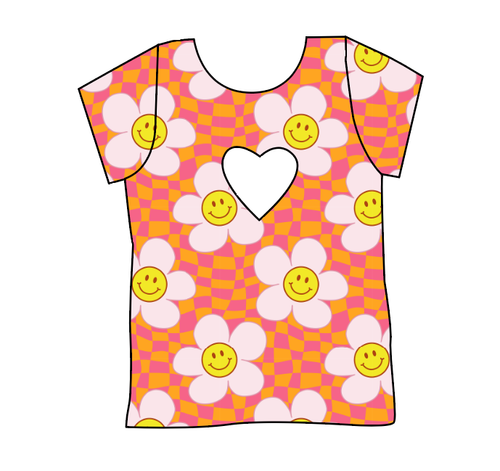 Smiley Flowers Cambria Heart Back Tee