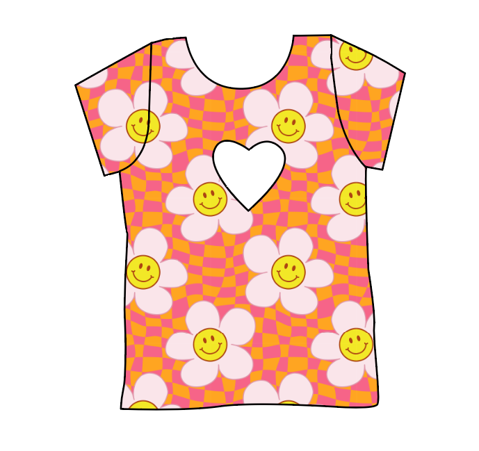 Smiley Flowers Cambria Heart Back Tee