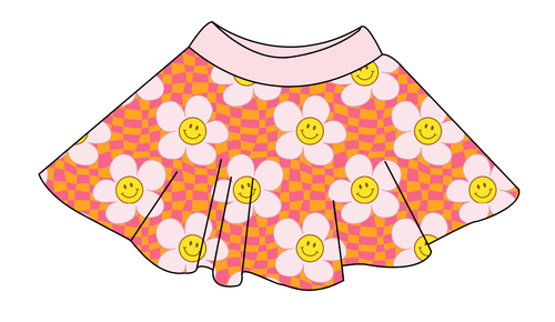Smiley Flowers Circle Skirt