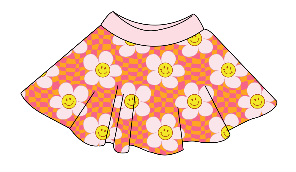 Smiley Flowers Circle Skirt