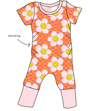 Load image into Gallery viewer, Smiley Flowers Grow With Me Pants And Shorts Romper