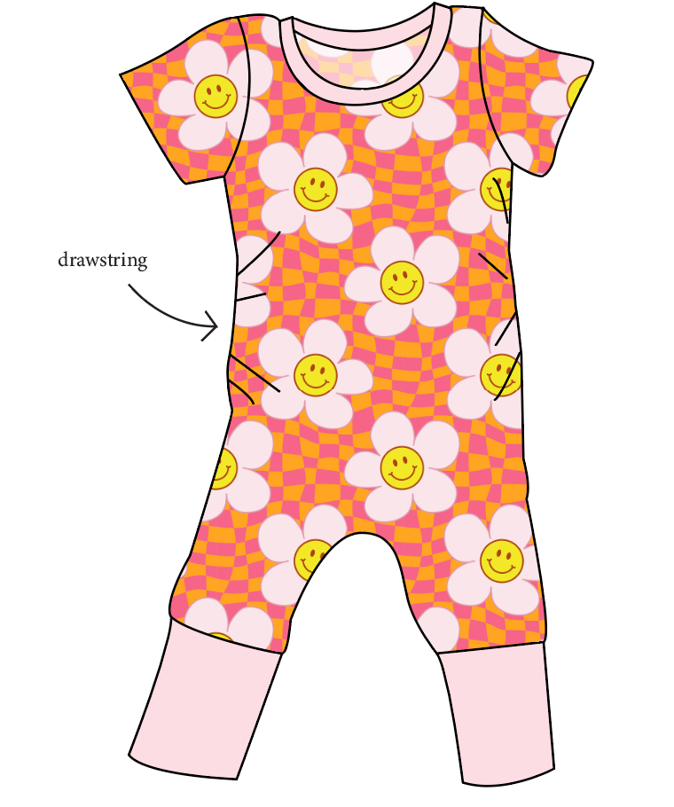 Smiley Flowers Grow With Me Pants And Shorts Romper