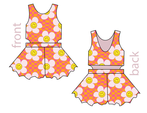 Smiley Flowers Kids Playsuit