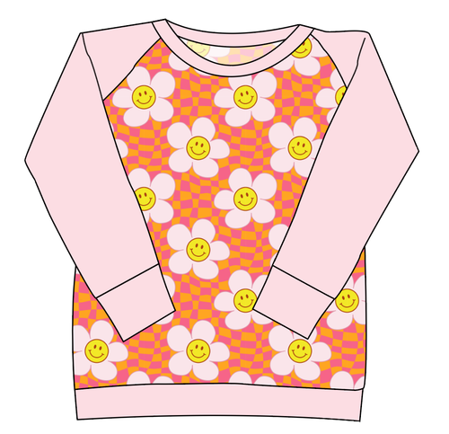 Smiley Flowers Ladies' Classic Crewneck