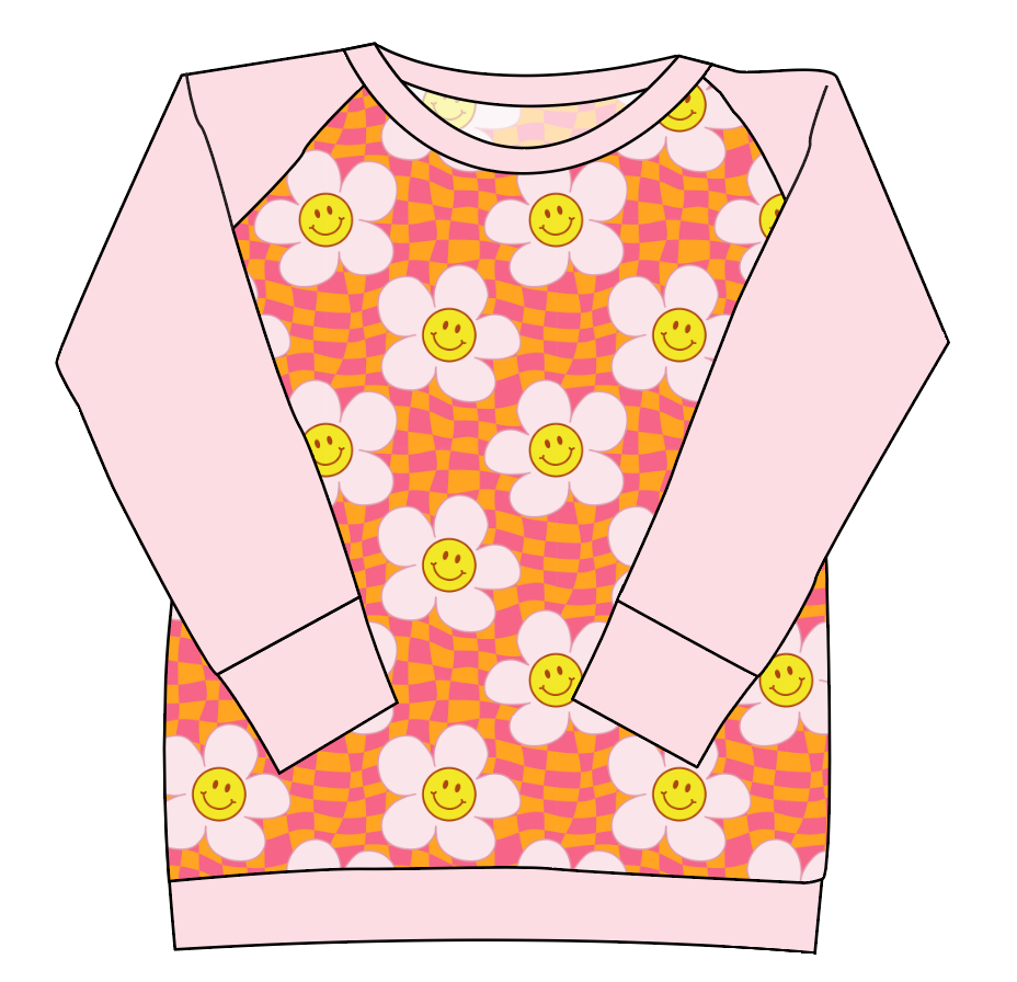Smiley Flowers Ladies' Classic Crewneck