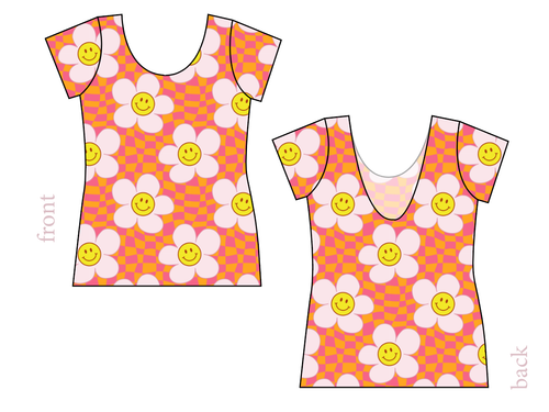 Smiley Flowers Ladies' Low Back Ballerina Tee