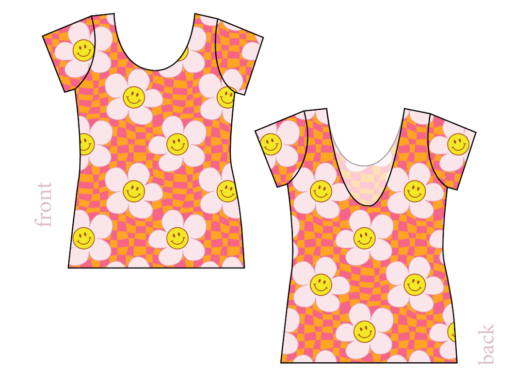 Smiley Flowers Ladies' Low Back Ballerina Tee