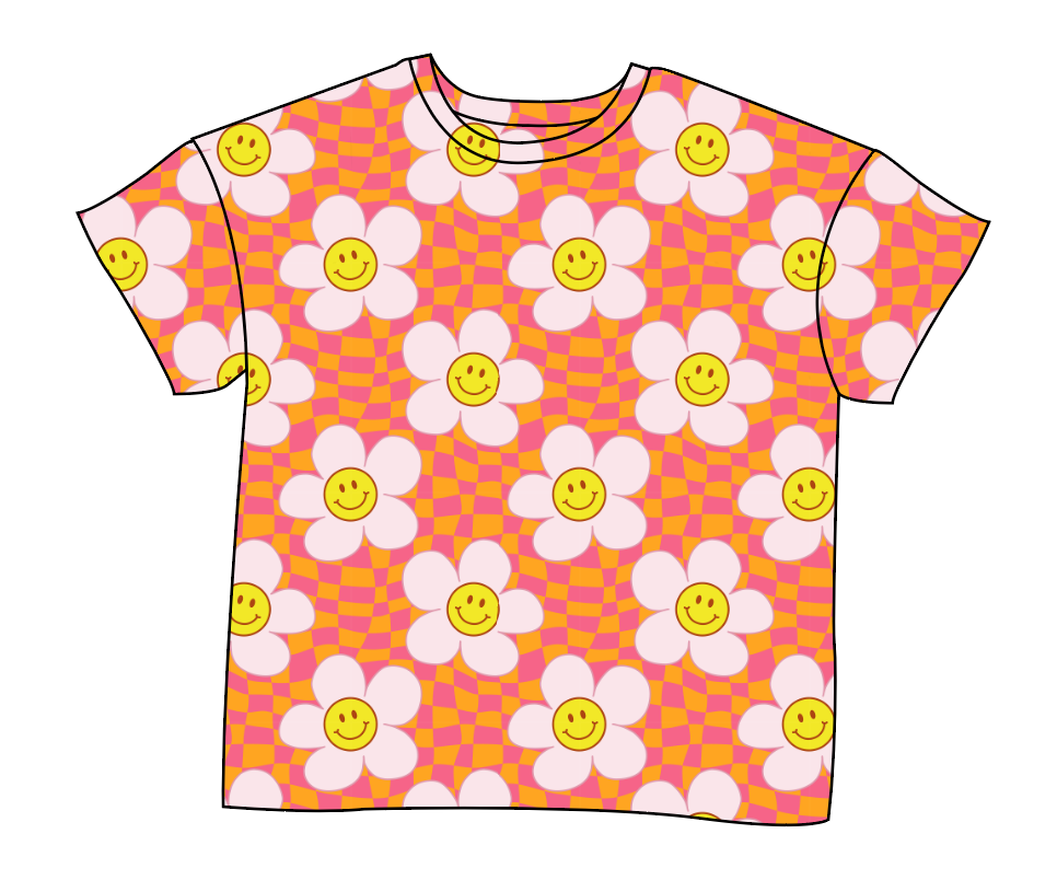 Smiley Flowers Ladies' Oversized Tee
