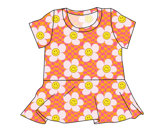 Smiley Flowers Ladies' Peplum Top