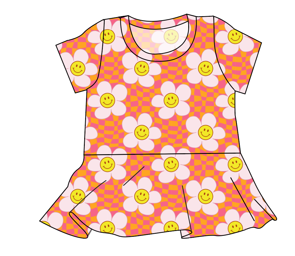 Smiley Flowers Ladies' Peplum Top
