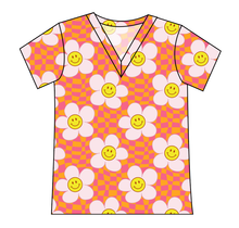 Load image into Gallery viewer, Smiley Flowers Ladies&#39; Slouchy V-Neck Tee