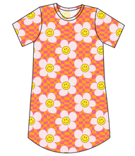 Load image into Gallery viewer, Smiley Flowers Ladies&#39; T-Shirt Dress