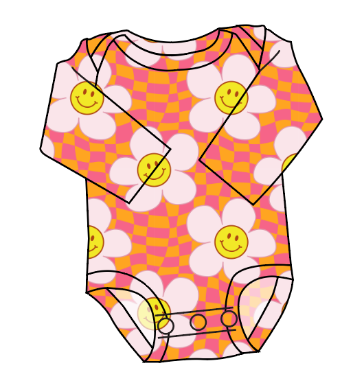 Smiley Flowers Lap Neck Bodysuit
