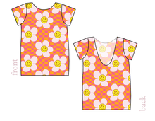 Load image into Gallery viewer, Smiley Flowers Low Back Ballerina Tee