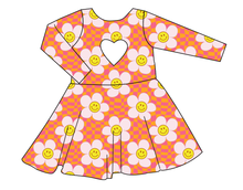 Load image into Gallery viewer, Smiley Flowers Molly Heart Back Twirly Dress