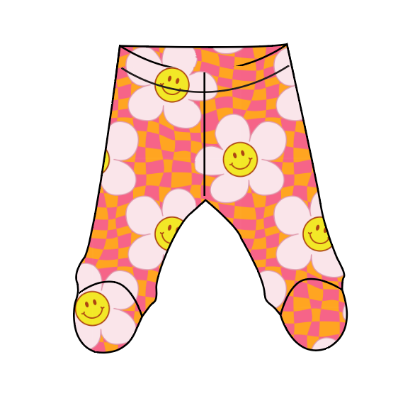 Smiley Flowers Newborn Footed Pants