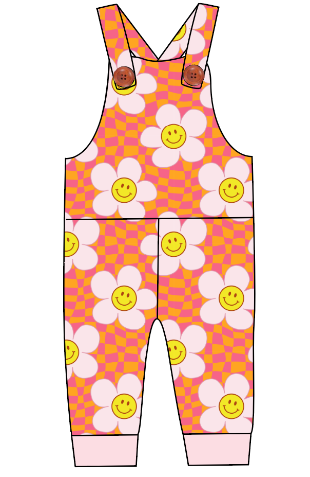 Smiley Flowers Overalls and Shortalls