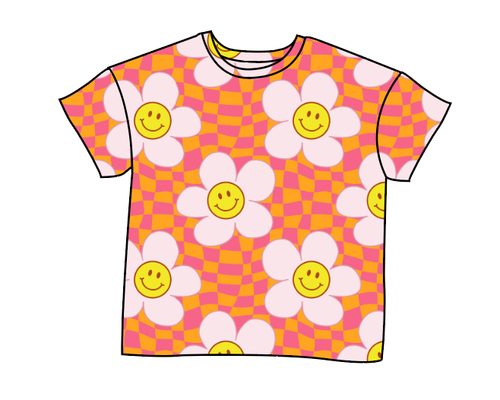 Smiley Flowers Oversized Tee