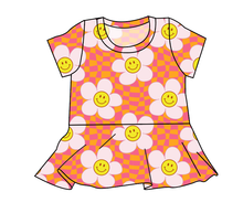 Load image into Gallery viewer, Smiley Flowers Peplum Top