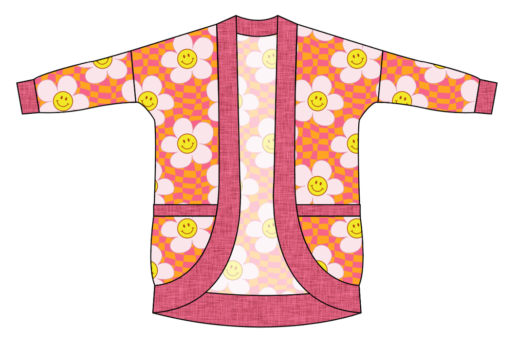 Smiley Flowers Kids Cocoon Cardigan
