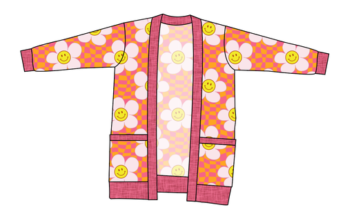 Smiley Flowers Kids Grandpa Cardigan