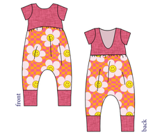 Load image into Gallery viewer, Smiley Flowers Low Back Romper and Bubble Romper