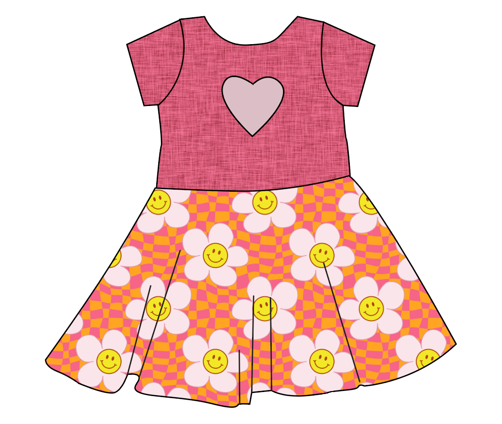 Smiley Flowers Molly Heart Back Twirly Dress