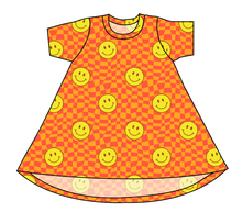 Load image into Gallery viewer, Smiley Checks Basic T-Shirt Dress