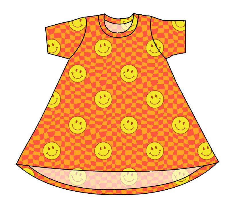 Smiley Checks Basic T-Shirt Dress