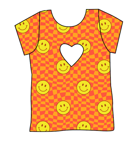 Smiley Checks Cambria Heart Back Tee