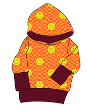 Load image into Gallery viewer, Smiley Checks Grow With Me Hoodie (or Crewneck)