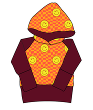 Load image into Gallery viewer, Smiley Checks Grow With Me Hoodie (or Crewneck)
