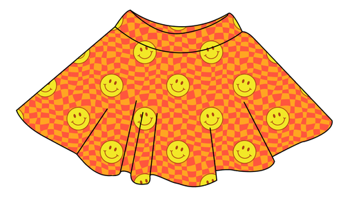 Smiley Checks Ladies' Circle Skirt