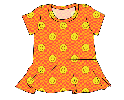 Smiley Checks Ladies' Peplum Top