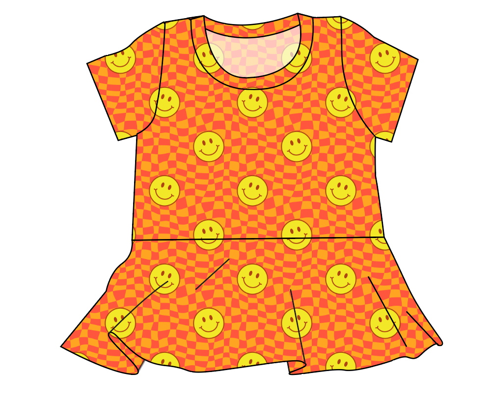 Smiley Checks Ladies' Peplum Top