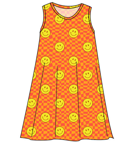 Smiley Checks Ladies' Swing Dress