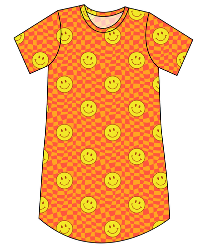 Smiley Checks Ladies' T-Shirt Dress