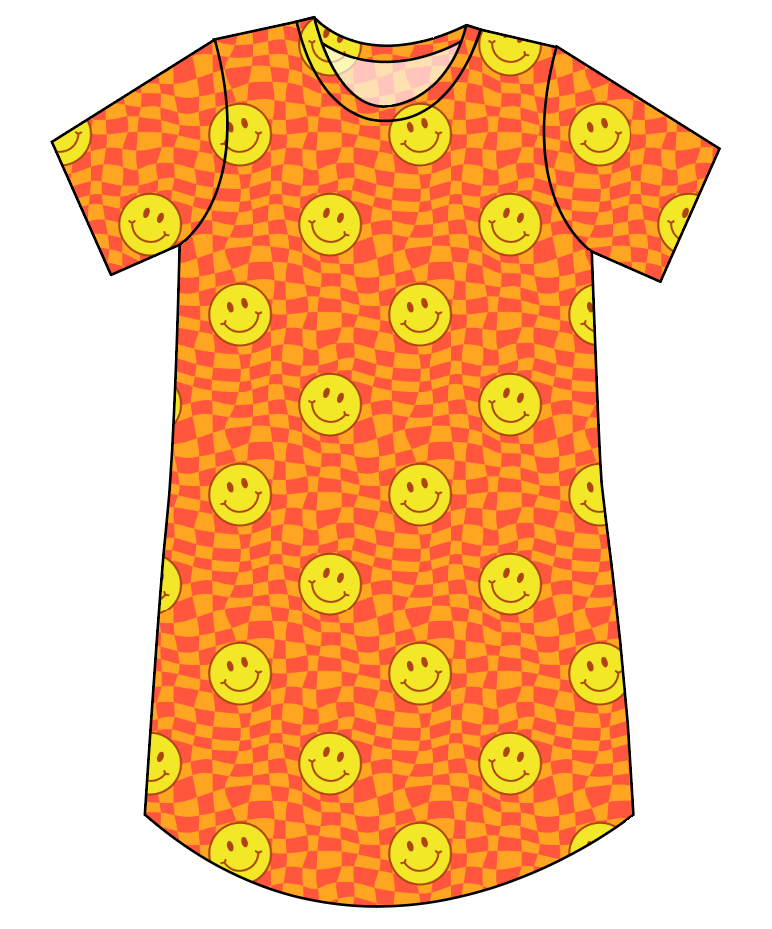 Smiley Checks Ladies' T-Shirt Dress